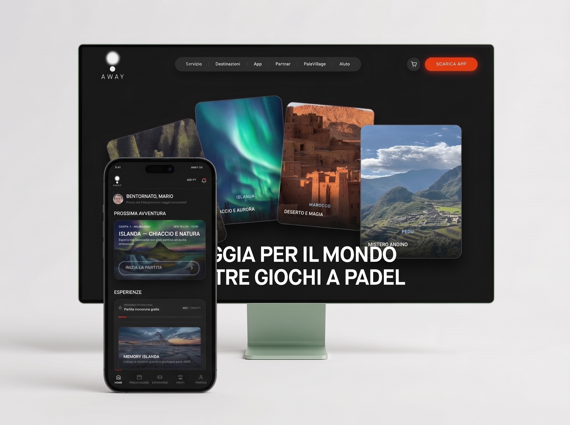 Away website and mobile app mockup